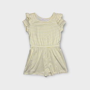 Young Hearts Yellow Striped Cap Sleeve Romper